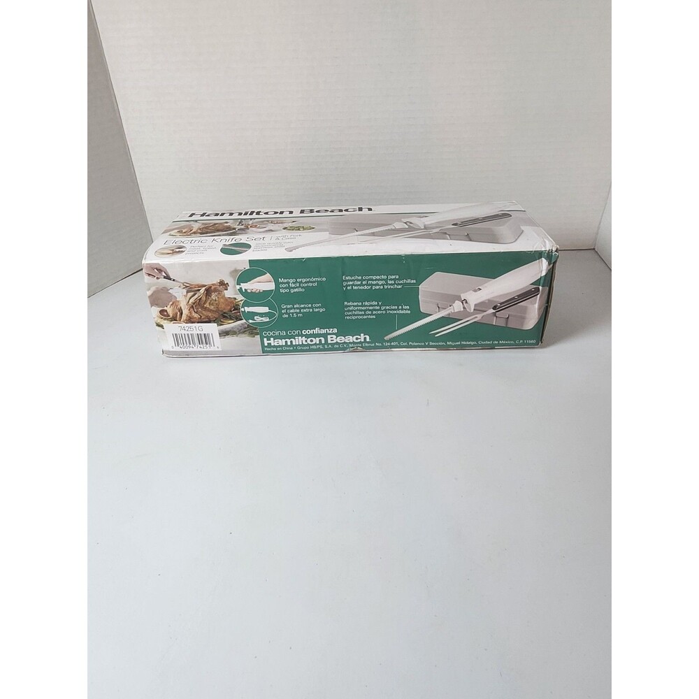 Hamilton Beach Electric Carving Knife And Fork Set With Case White
